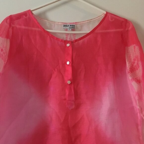 JULIET DUNN London Pink Ethereal Whisper Thin Woven Silk Blouse 1 - Picture 2 of 5